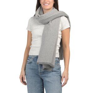 RAG & BONE Grey Made In Italy Wool Joni Striped Scarf